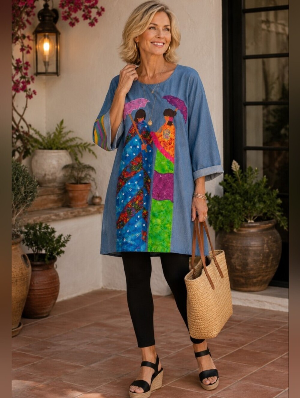 VTG Alfredo's Wife One of a kind wearable art Applique denim tunic…